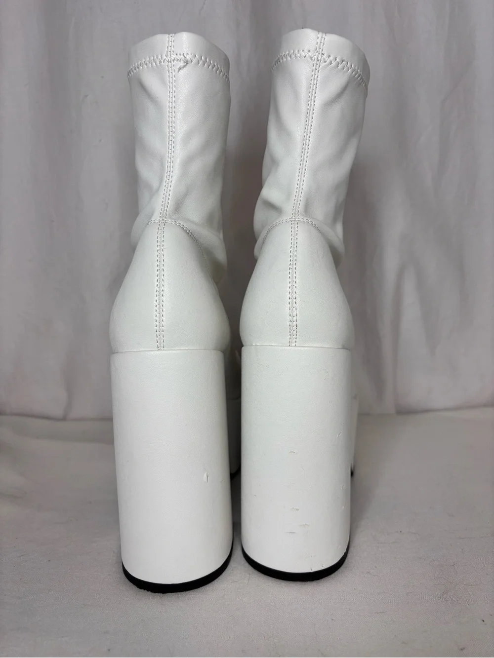 White Platform Sock Boot Heels - Women's Fashion Boots